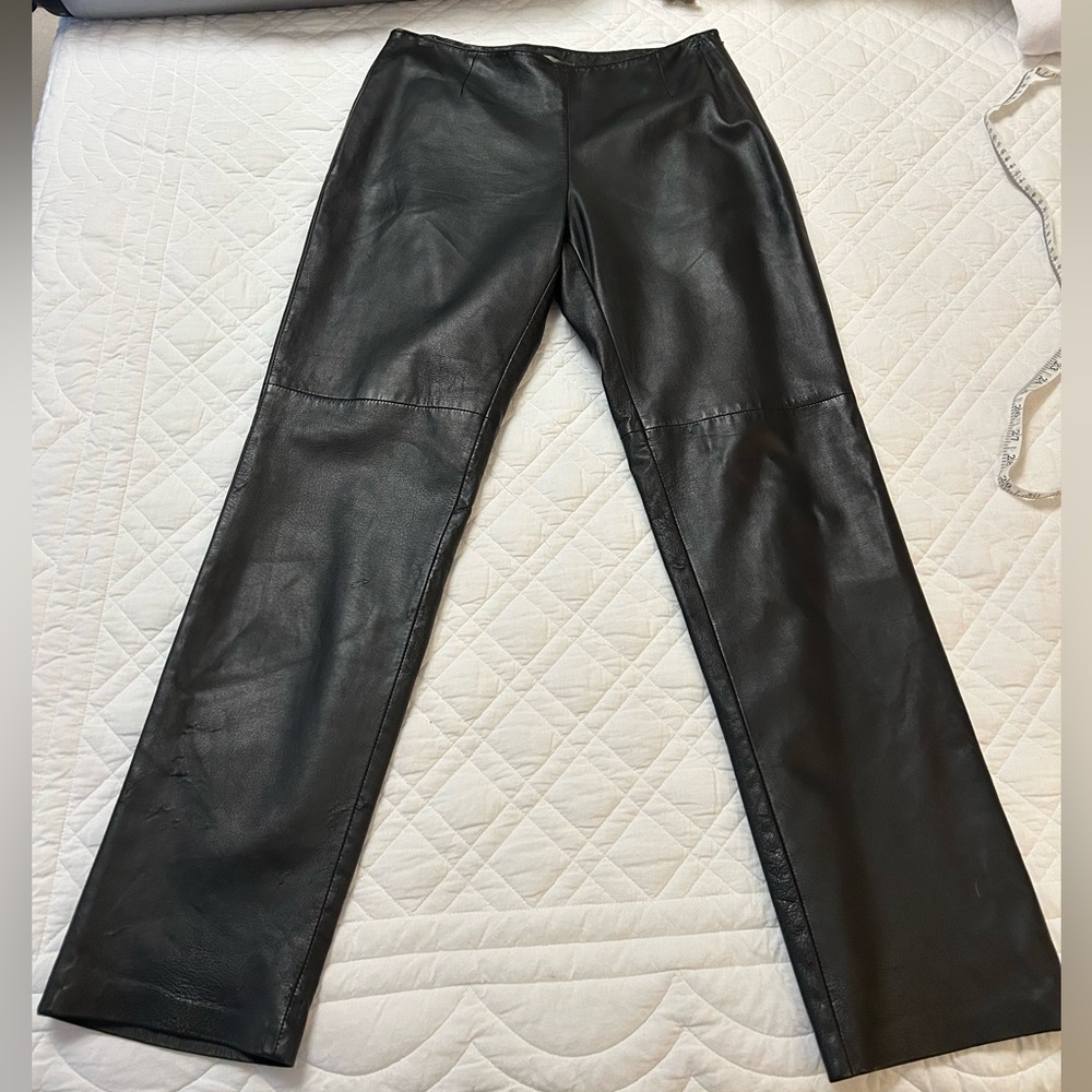 Hugo Buscoti Black Leather Pants - Size 8